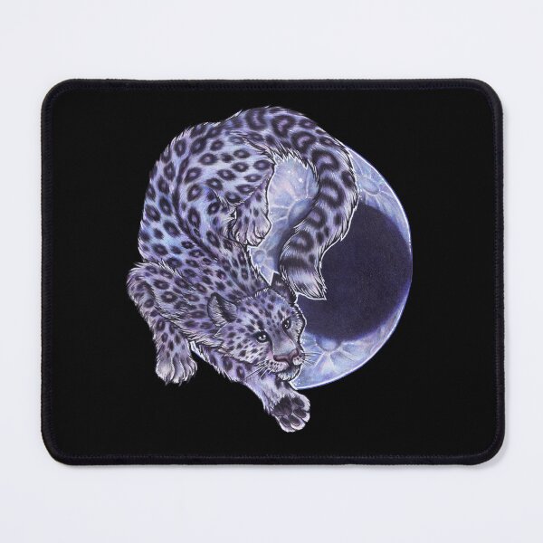 Item preview, Cool snow leopard big cat in front of crescent moon designed and sold by ZadzeneaArt.