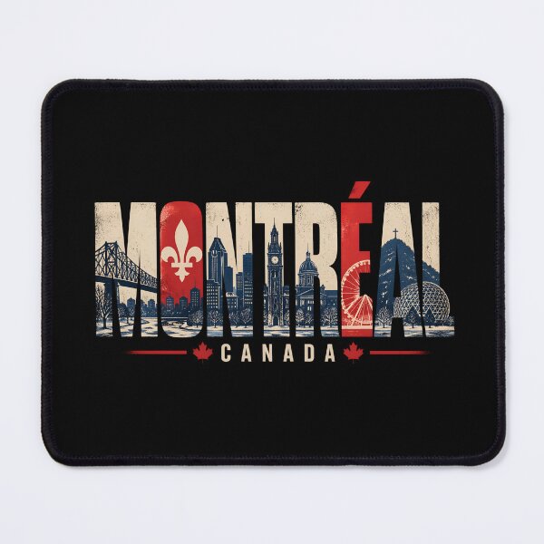 Item preview, Montreal Canada City Landmarks Vintage Typography designed and sold by Fenay Designs.