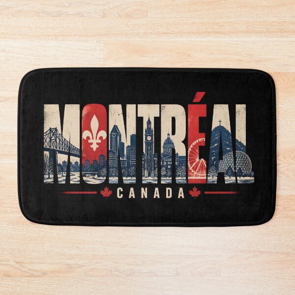 Item preview, Montreal Canada City Landmarks Vintage Typography designed and sold by Fenay Designs.