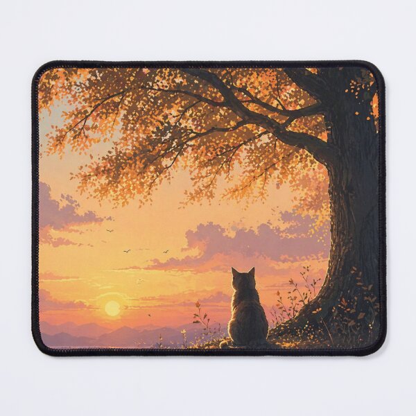 Item preview, Lonely Cat Under Tree Wall Art | Aesthetic Cat Landscape Print | Dreamy Minimal Nature Artwork designed and sold by IconicDesignsXd.