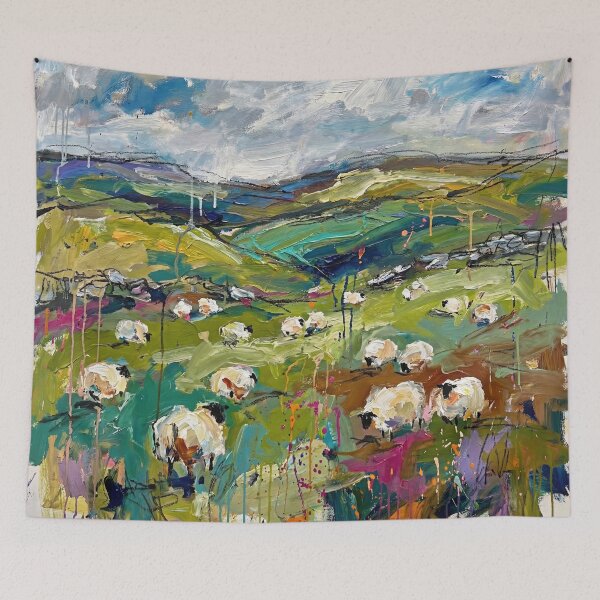 Item preview, Sheep Grazing in the Irish Countryside – Expressive Landscape Painting designed and sold by Printpix.