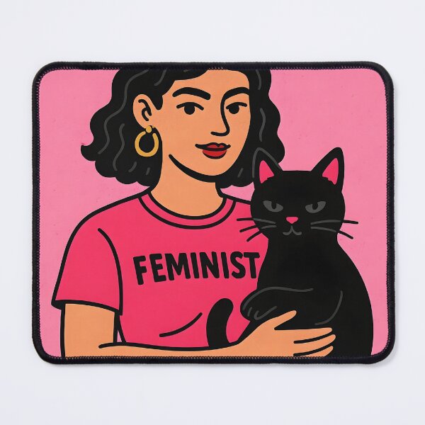 Item preview, Pro Cat Pro Choice Pro Feminist – Girl with Black Cat Pink designed and sold by EmeraldeaArt.
