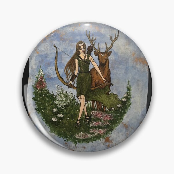Artikelvorschau, Acrylmalerei Göttin Diana mit Hirsch und Beifuß entworfen und verkauft von creaphyl28.