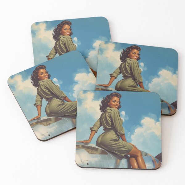 Item preview, African American Pin Up Girl Aviator Art Vintage Black Woman Airplane Retro Poster designed and sold by MissSaylor.