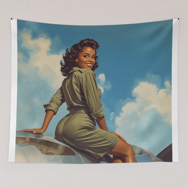 Item preview, African American Pin Up Girl Aviator Art Vintage Black Woman Airplane Retro Poster designed and sold by MissSaylor.