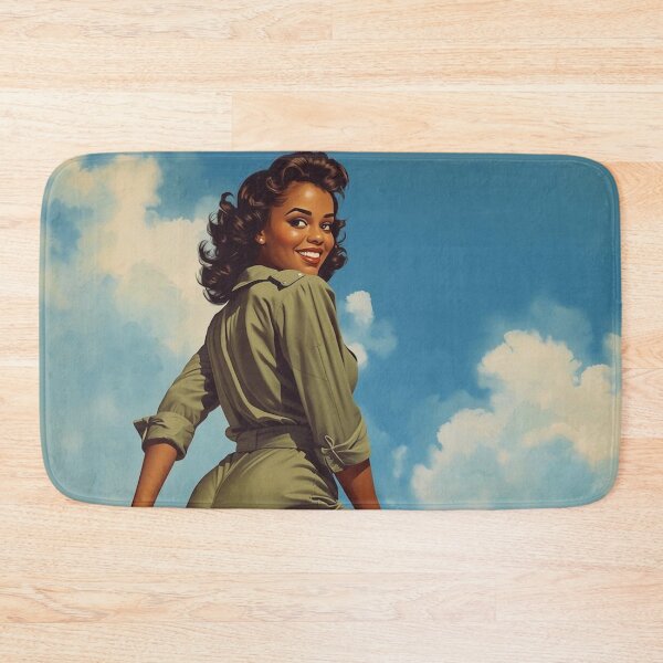 Artikelvorschau, Vintage-Poster mit schwarzer Frau im Flugzeug, Pin-up-Girl-Afroamerikanerin, Fliegerin, Retro-Kunst entworfen und verkauft von MissSaylor.