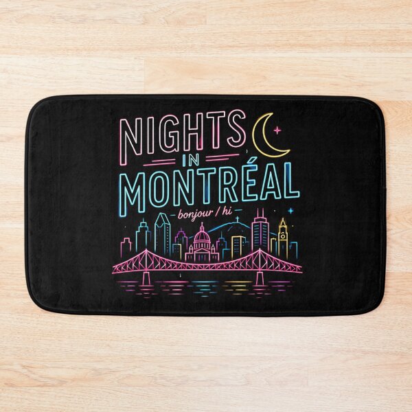 Item preview, Nights In Montreal Bonjour Hi Neon Skyline designed and sold by Fenay Designs.