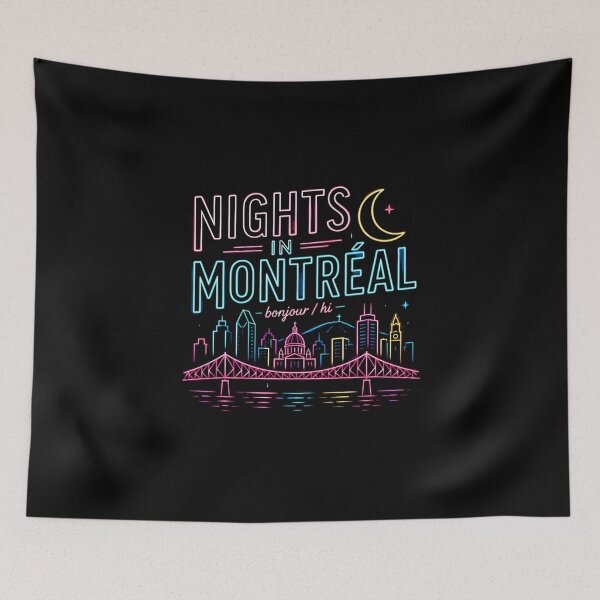 Item preview, Nights In Montreal Bonjour Hi Neon Skyline designed and sold by Fenay Designs.