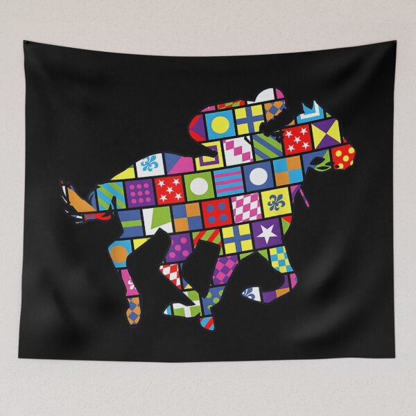 Item preview, Colorful Geometric Abstract Horse Racing Jockey Silhouette Art Graphic Design designed and sold by EricCotanori.