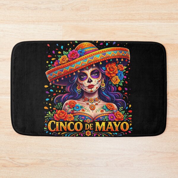 Item preview, Vibrant Cinco De Mayo Sugar Skull Woman Floral Sombrero Mexican Heritage Art designed and sold by EricCotanori.
