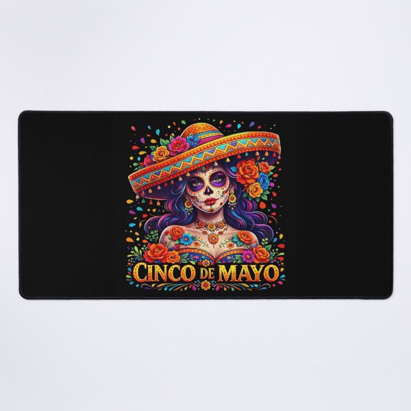 Item preview, Vibrant Cinco De Mayo Sugar Skull Woman Floral Sombrero Mexican Heritage Art designed and sold by EricCotanori.
