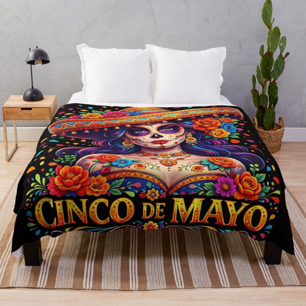 Item preview, Vibrant Cinco De Mayo Sugar Skull Woman Floral Sombrero Mexican Heritage Art designed and sold by EricCotanori.