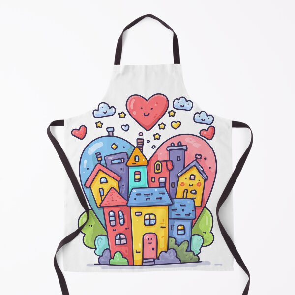 Item preview, Cute Colorful Whimsical Town with Smiling Hearts and Stars designed and sold by DesignArtist.ia.