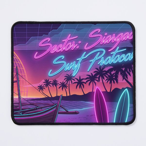 Item preview, Neon Synthwave Tropical Surf Island Outrigger designed and sold by ModMotiff.