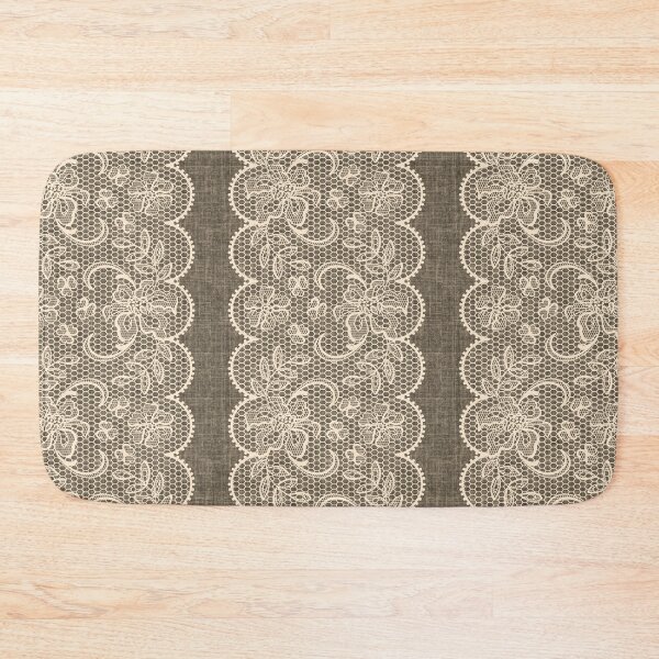 Item preview, Vintage Light Pink Lace on Warm Gray Linen designed and sold by GlueGunEnergy.