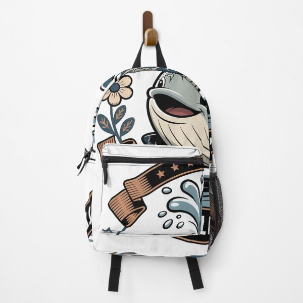 Item preview, Vintage Badge Cute Baby Whale Swimming Art designed and sold by Bloomkept.