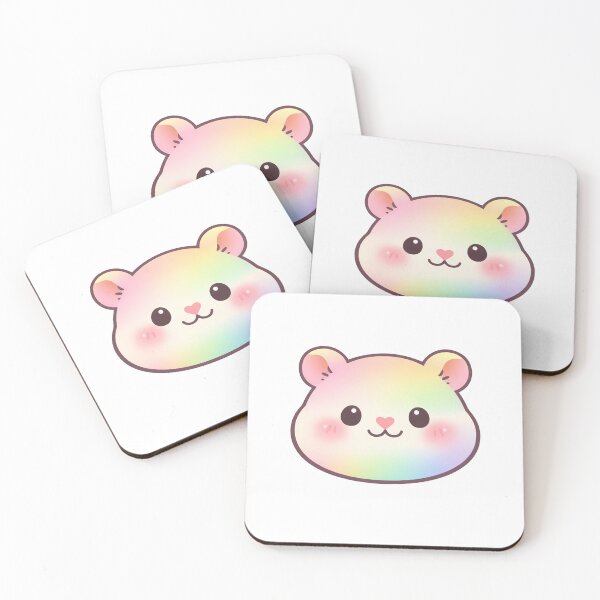 Item preview, Rainbow Gradient Kawaii Hamster Face Cute  designed and sold by Owcomm.