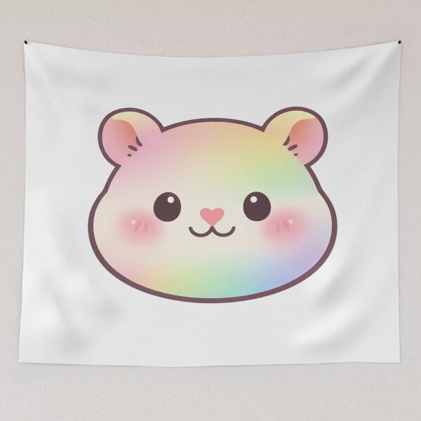 Item preview, Rainbow Gradient Kawaii Hamster Face Cute  designed and sold by Owcomm.