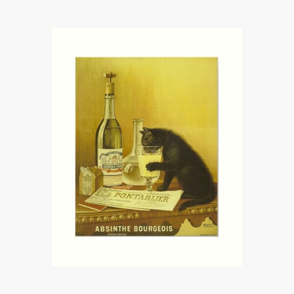 Item preview, Vintage Retro Famous French Poster Absinthe Bourgeois Cat  designed and sold by RBEnt.