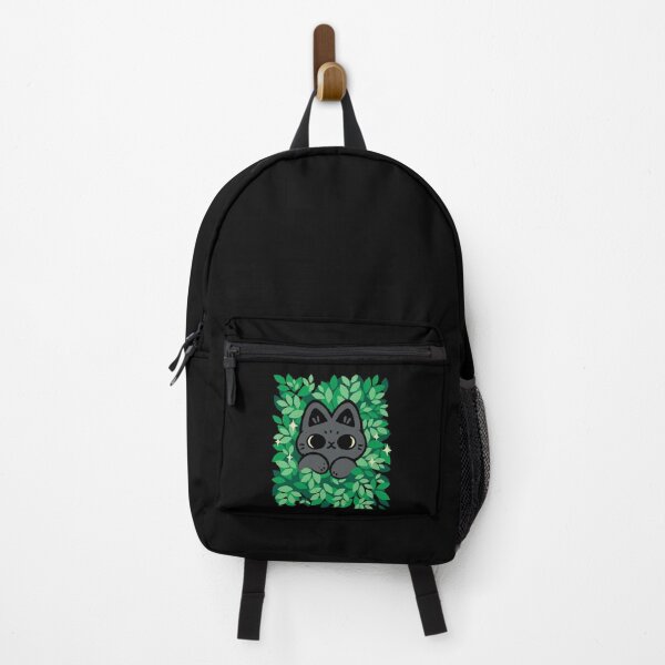 Artikelvorschau, Niedliche schwarze Katze lugt durch grüne Blätter entworfen und verkauft von xMorfina.