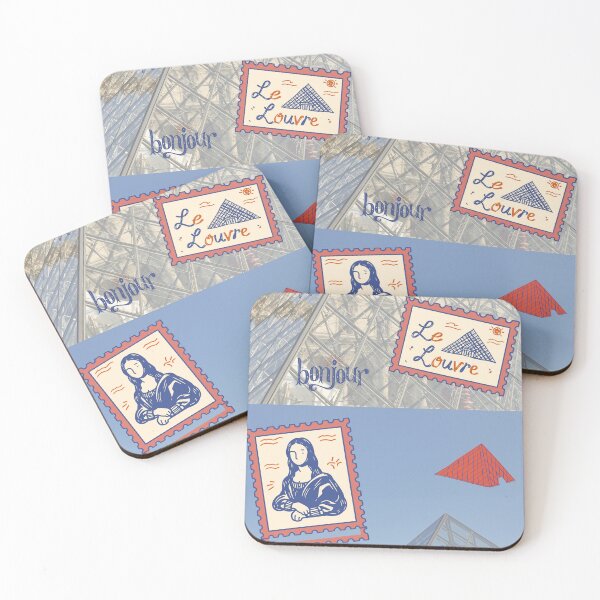 Item preview, Louvre Museum Travel Stamp Collage Design designed and sold by store52.
