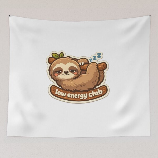 Item preview, "Low Energy Club" | Aesthetic Sleepy Sloth & Relatable Mood Art designed and sold by Naviora.