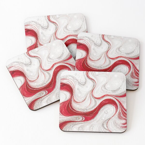 Item preview, Crimson Wave Luxe – Red & Silver Fluid Marble Pattern designed and sold by annenambiro.