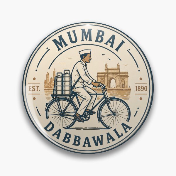 Item preview, Mumbai Dabbawala Vintage Badge – Indian Tiffin Delivery Cyclist Retro Travel Design designed and sold by Globalcitytees.