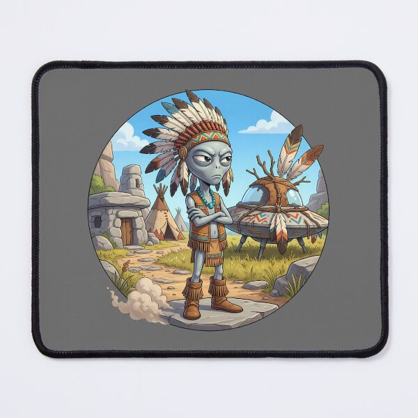 Item preview, Tribal Grey Alien In Traditional Headdress designed and sold by Sunkhung.