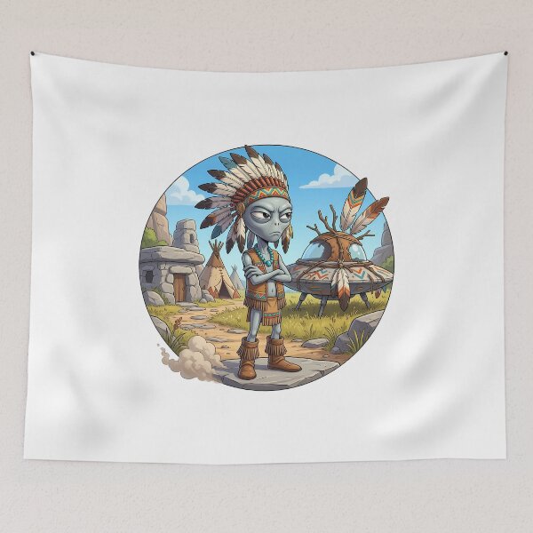 Item preview, Tribal Grey Alien In Traditional Headdress designed and sold by Sunkhung.
