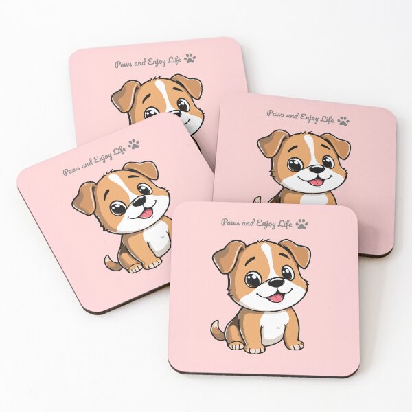 Item preview, Paws and Enjoy Life Cute Puppy – Pastel Pink Aesthetic Dog Illustration designed and sold by lunadesignsmoon.
