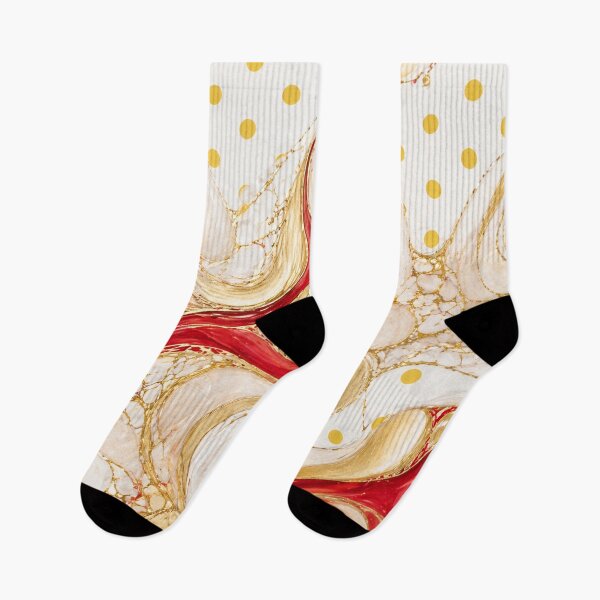 Item preview, Red & Gold Fluid Elegance with Lemon Polka Accents designed and sold by annenambiro.
