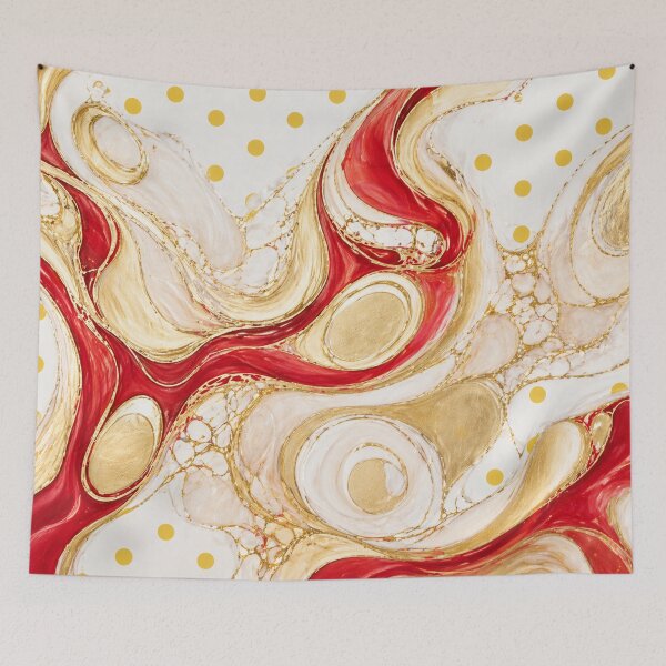Item preview, Red & Gold Fluid Elegance with Lemon Polka Accents designed and sold by annenambiro.