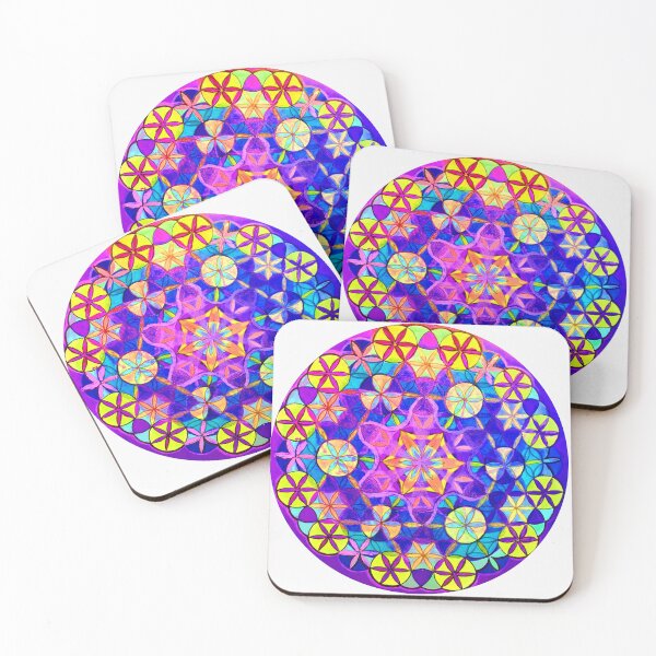 Item preview, Neon Mandala Art Print, Fluorescent Flower of Life Design designed and sold by Dominika Brodowska.