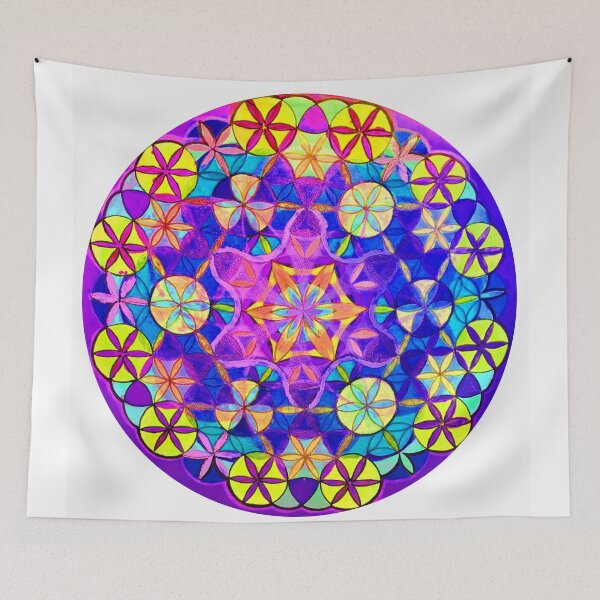 Item preview, Neon Mandala Art Print, Fluorescent Flower of Life Design designed and sold by Dominika Brodowska.