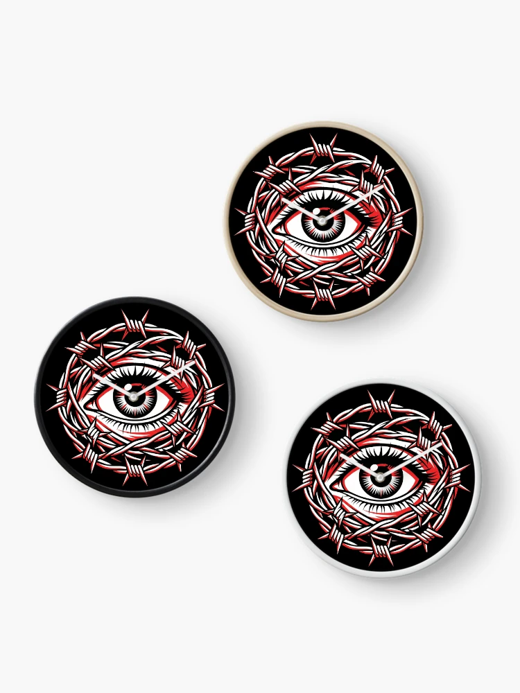 Thumbnail 3 of 4, Clock, Eye With Barbed Wire designed and sold by Stickersdevelop.