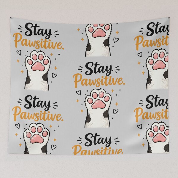 Item preview, Stay Paw-sitive – Cute Cat Paw Illustration designed and sold by blankTeeShirt.