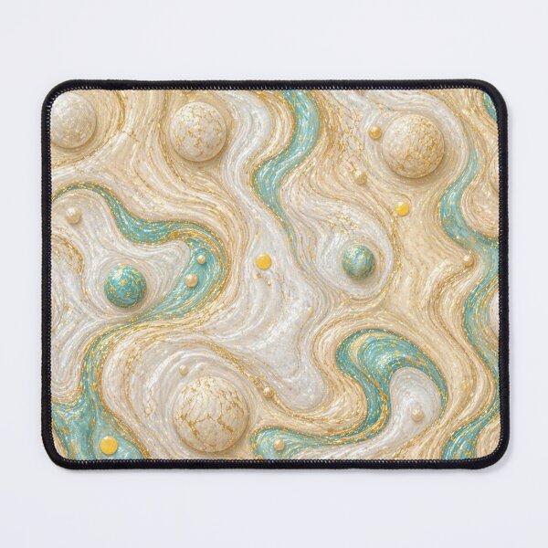 Item preview, Turquoise Whisper: Ivory & Gold Luxury Marble Flow designed and sold by annenambiro.