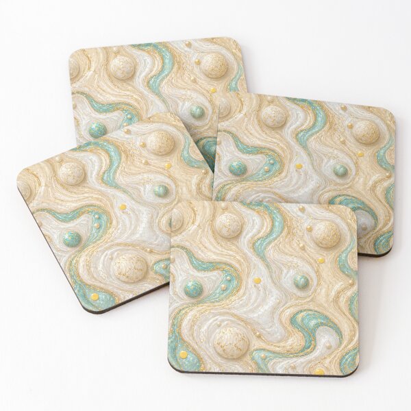 Item preview, Celestial Cream Marble: Turquoise Waves & Gilded Detail designed and sold by annenambiro.