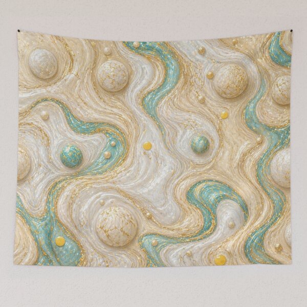 Item preview, Celestial Cream Marble: Turquoise Waves & Gilded Detail designed and sold by annenambiro.