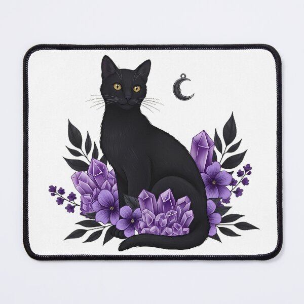 Item preview, Black Cat Amethyst Floral Gift designed and sold by IllumeInk.