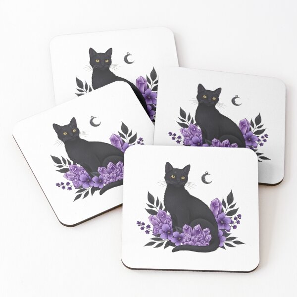 Item preview, Black Cat Amethyst Floral Gift designed and sold by IllumeInk.