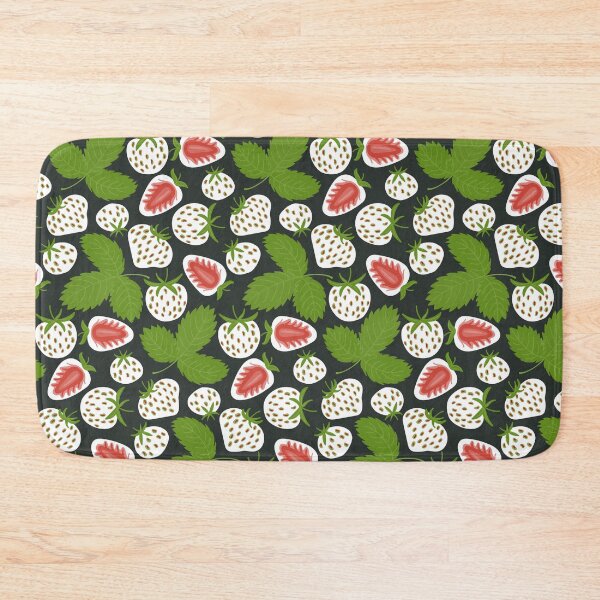 Item preview, White strawberry pattern on dark. Trendy pineberry fruit background designed and sold by Eridanka.