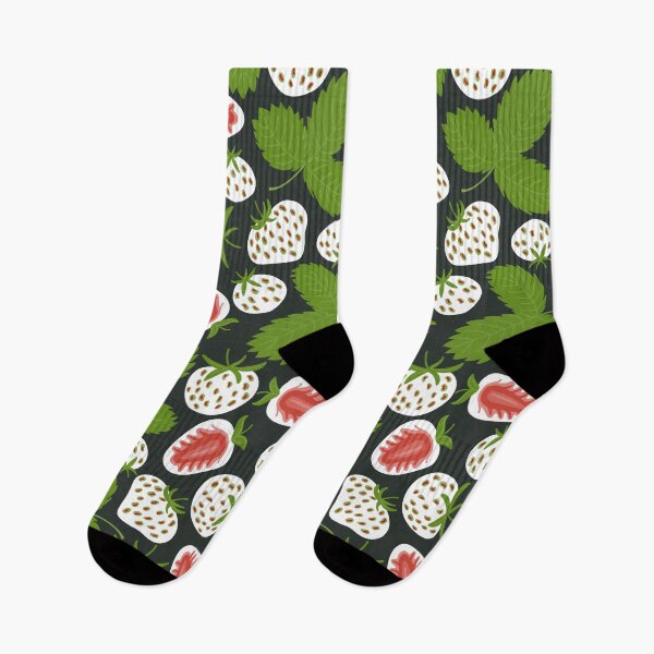 Item preview, White strawberry pattern on dark. Trendy pineberry fruit background designed and sold by Eridanka.