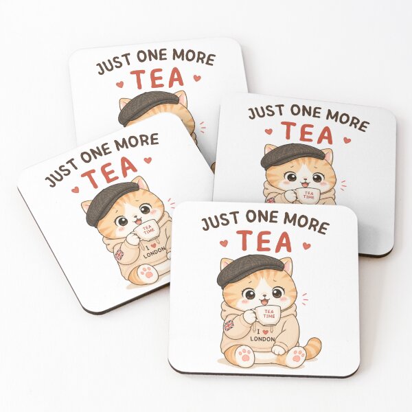 Item preview, Just One More Tea Cat | Cute Kawaii Aesthetic | Cozy London Mood Design designed and sold by The Mood Index.