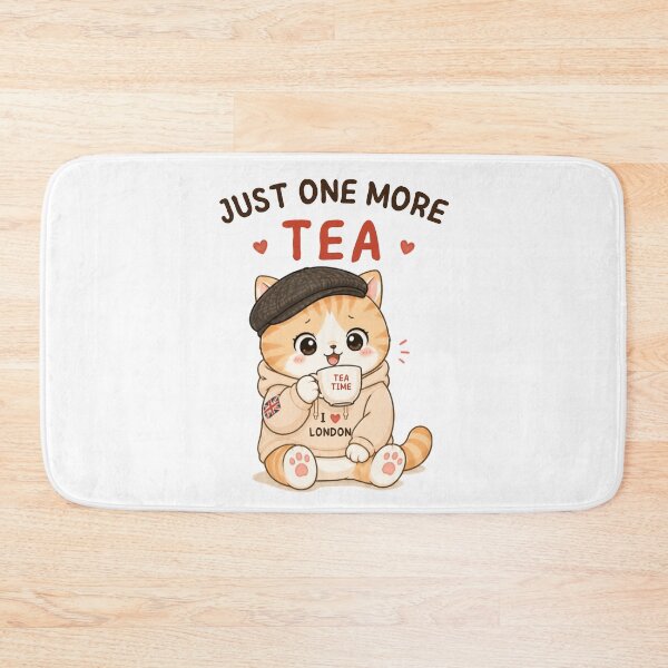 Item preview, Just One More Tea Cat | Cute Kawaii Aesthetic | Cozy London Mood Design designed and sold by The Mood Index.
