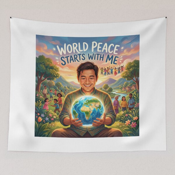 Item preview, AI Art - World Peace Starts with Me designed and sold by Whimsyful Designs.