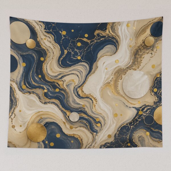 Item preview, Navy & Silver Marble Elegance with Tangerine Accents designed and sold by annenambiro.