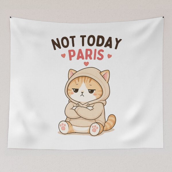 Item preview, Not Today Paris Cat | Cute Kawaii Aesthetic | Funny Introvert Mood Design designed and sold by The Mood Index.
