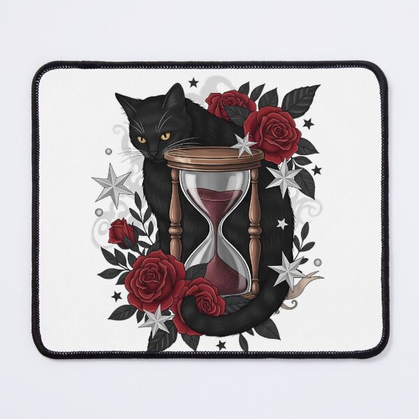 Item preview, Black Cat Hourglass Rose Gift designed and sold by IllumeInk.